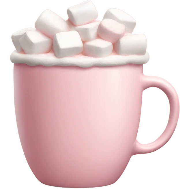 Light Pink mug of hot chocolate with marshmallows  emoji