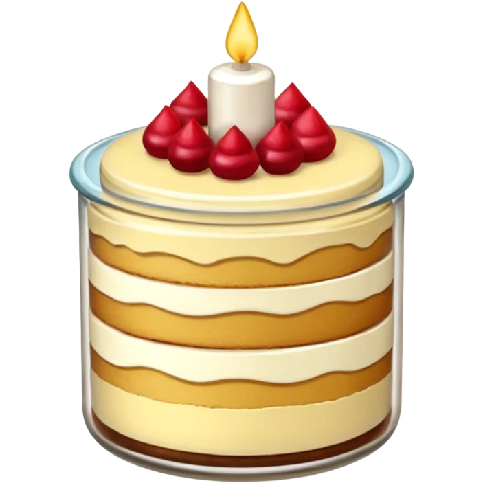 A layered little jar of cake that is gold I only want to be gold like I want the black background to be black. emoji