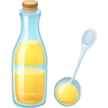 bottle of vinegar and a glass of water with a spoon dipped inside the glass emoji
