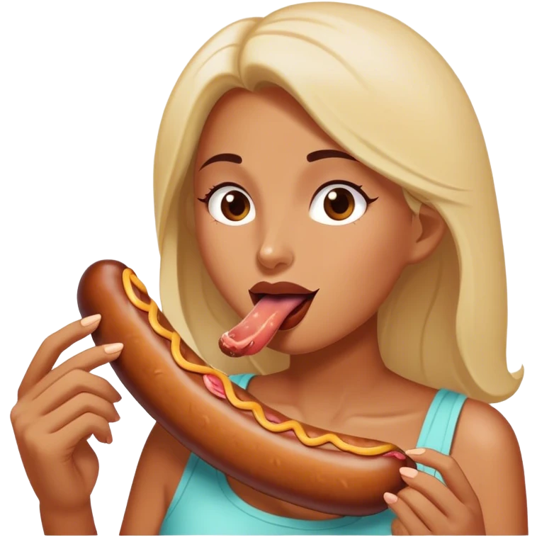 Woman eating huge nam sausage emoji