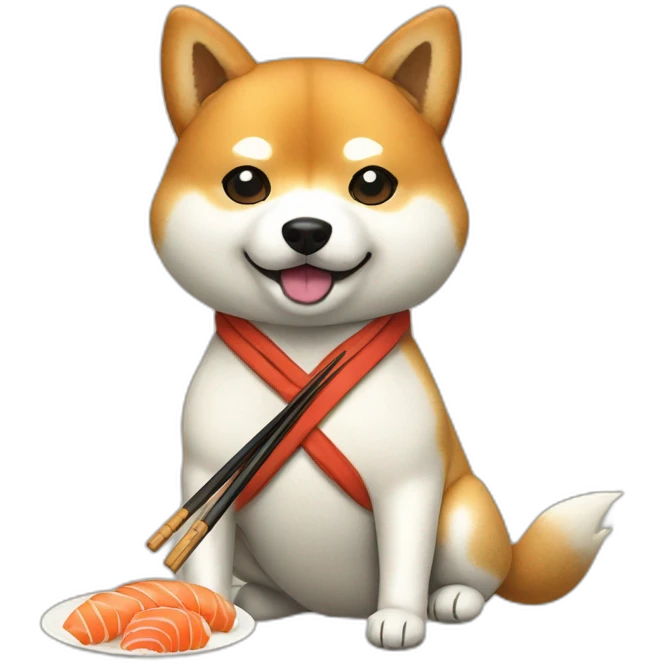 Shiba Inu wearing clothes eating sushi  emoji