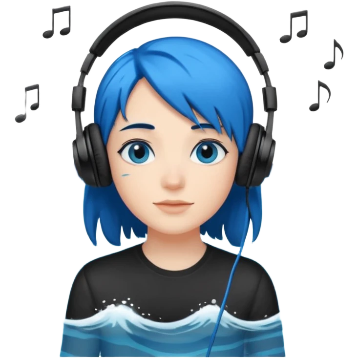 블랙 블루, 노래 좋아하고, 창의적이고 바다 좋아해 emoji