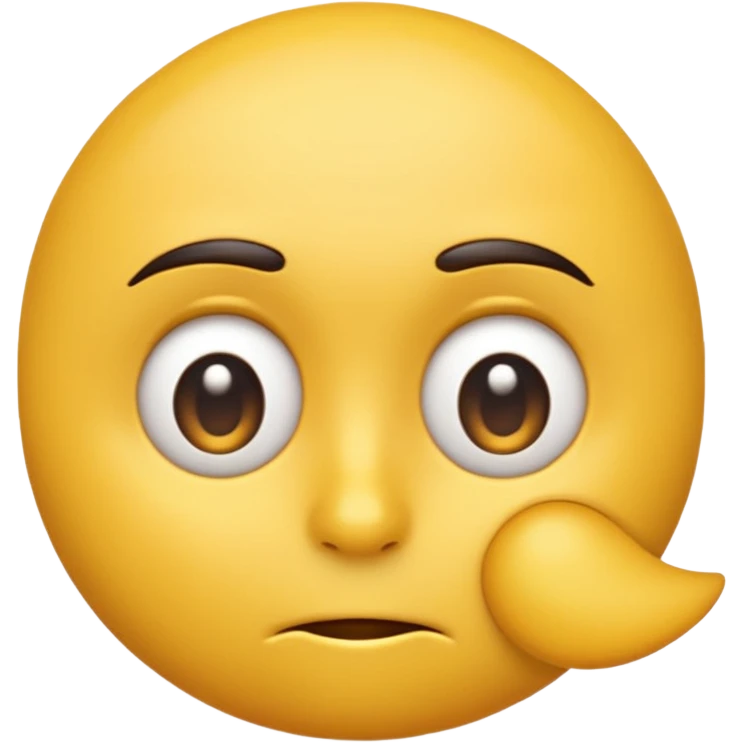 A 3D yellow emoji face giving a side-eye expression, one eyebrow raised, eyes looking sideways with a slightly skeptical or unimpressed look, clean white background, realistic shading, high detail, glossy texture, centered composition. emoji