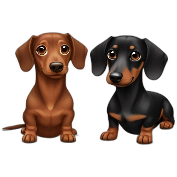 Brown dachshund and black and brown dachshund emoji