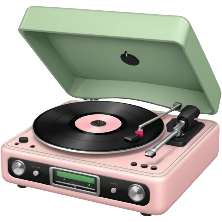 Vintage pale pink and sage vinyl player emoji