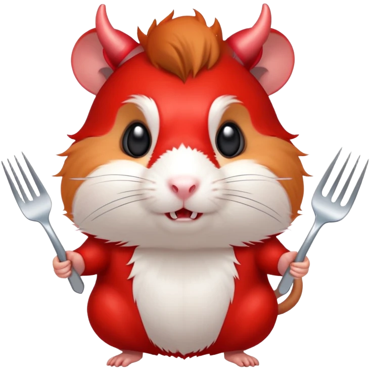 Hamster the Devil with the Devil's Horn and Forks emoji