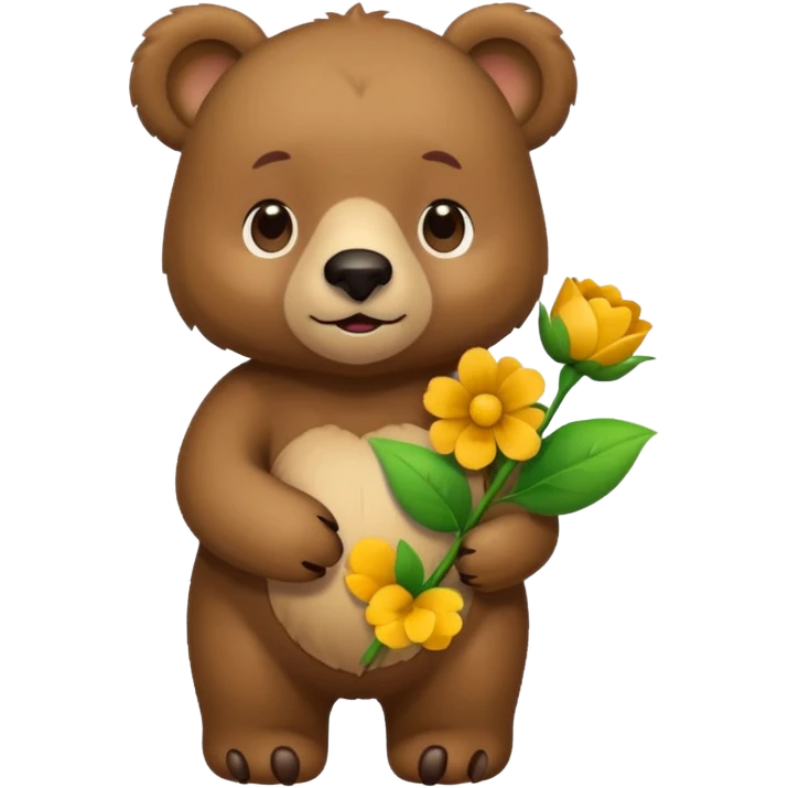 bear holds flower emoji