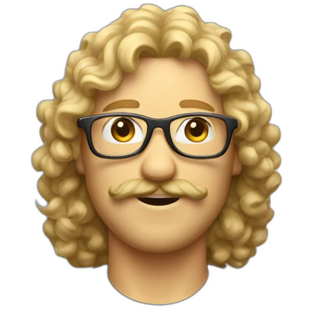 guy with a curly blond mullet mustache and glasses emoji