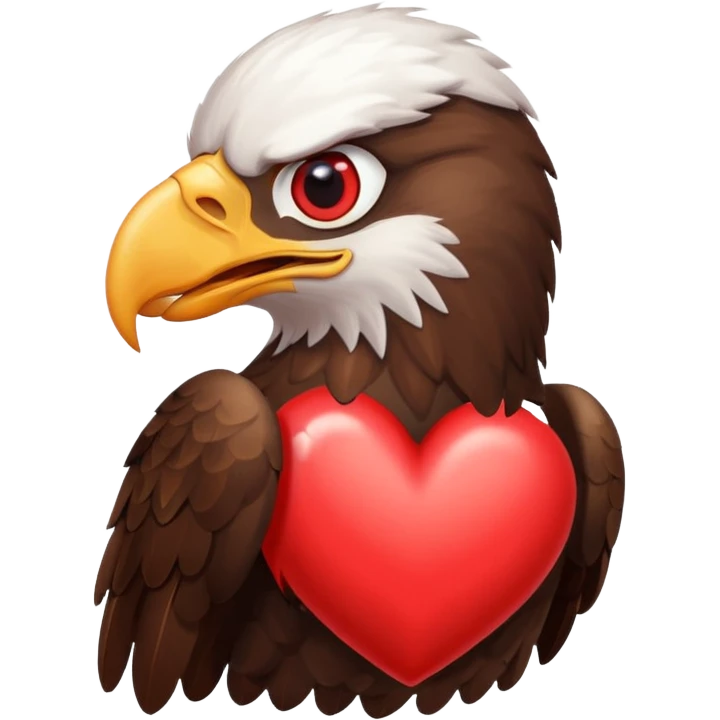 an eagle with a red heart in its beak emoji