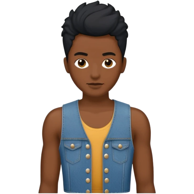 Un personnage noir avec un débardeur blanc et un jean 👖 avec des cheveux court  emoji