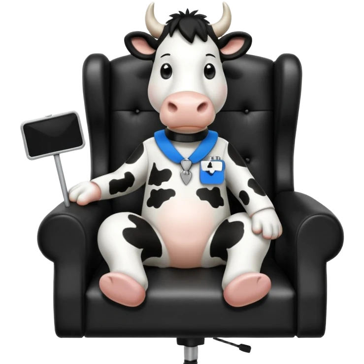 friesan cow sitting in a director's chair emoji