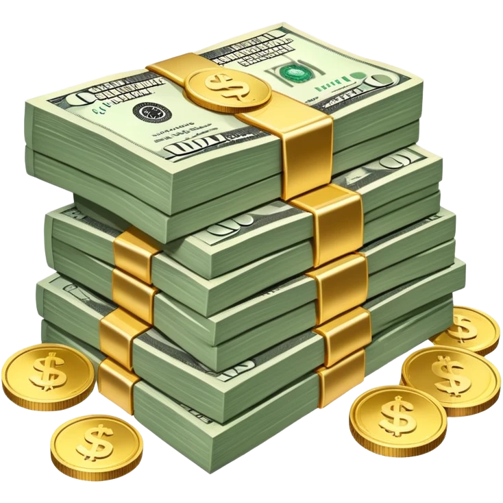 stack of dollar bills and coins emoji