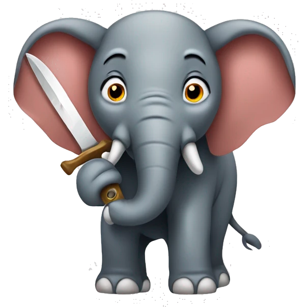 An elefant holding a knife emoji