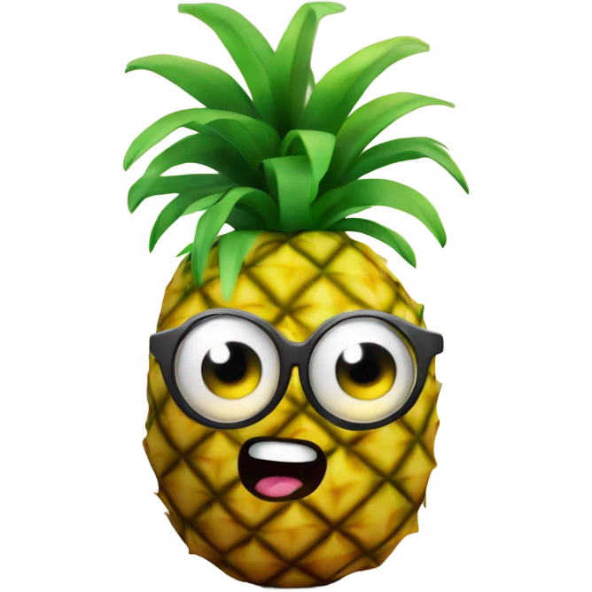 3D one shy pineapple  👱‍♀️🍍 with big shiny eyes 👀 The pineapple cute embarrassed ☺️ emoji