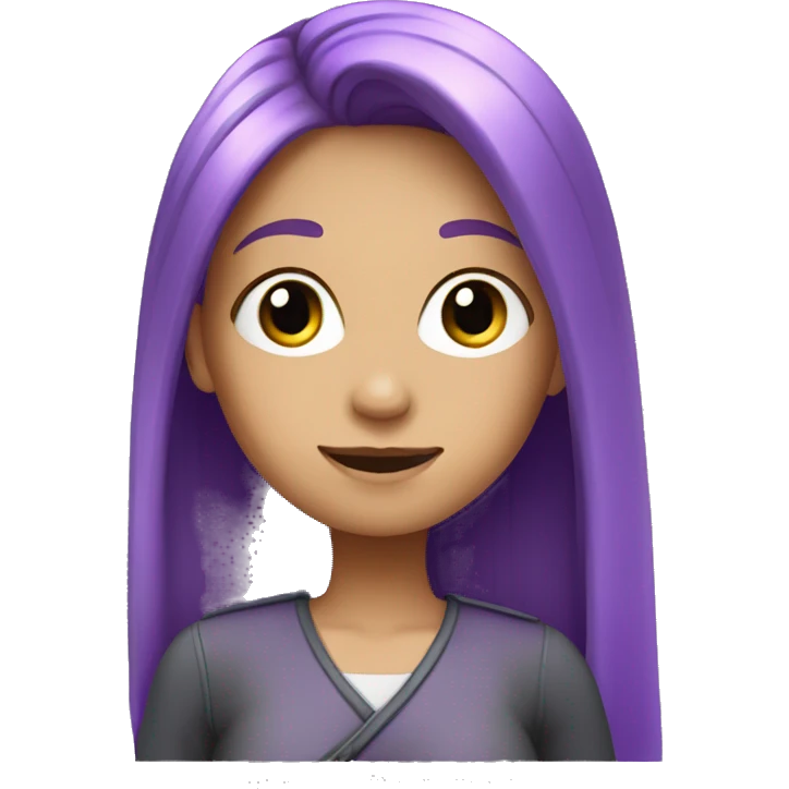 girl with long straight purple hair and light skin, saluting emoji