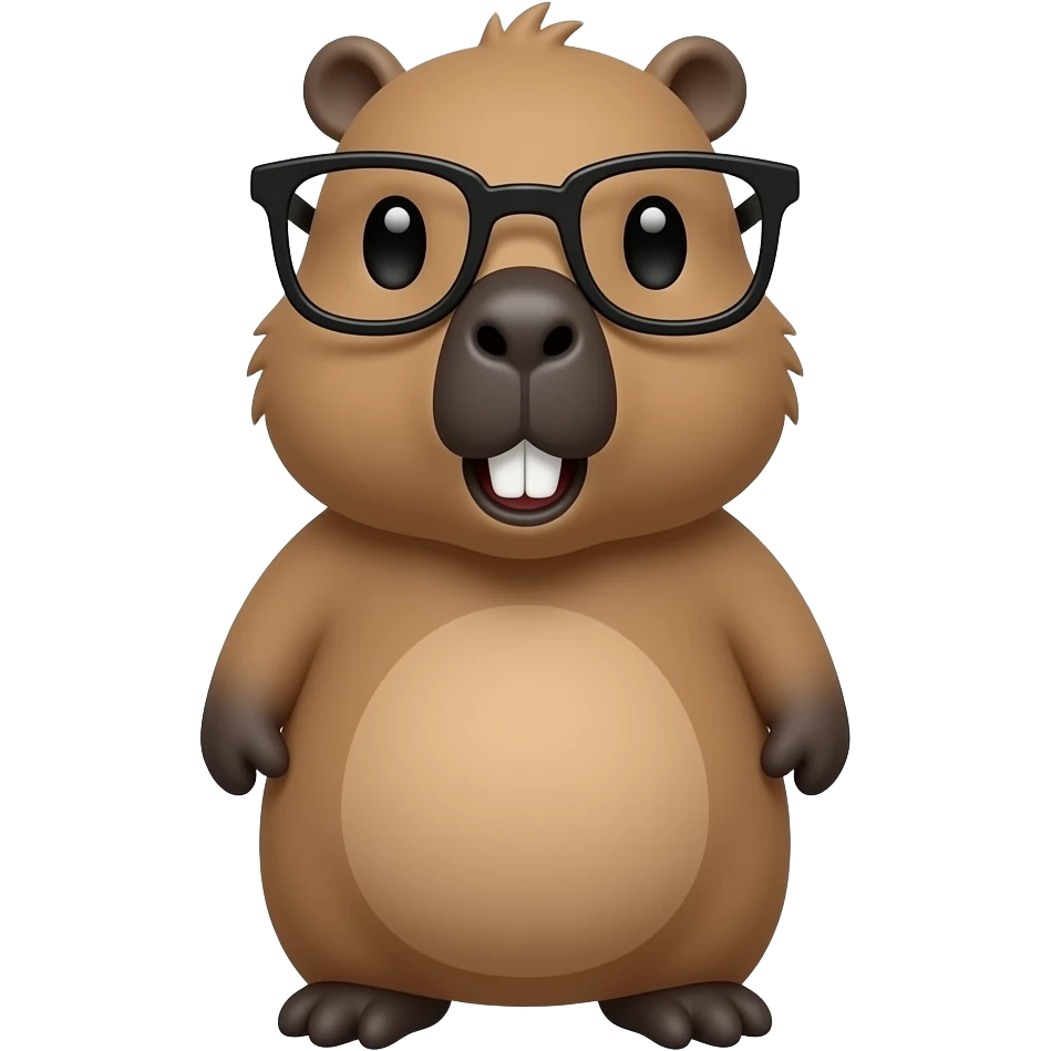 Capybara with glasses and two teeth emoji