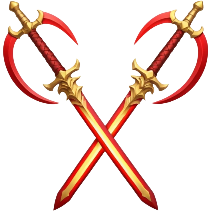 fiery royal golden swords crossewith red blade emoji