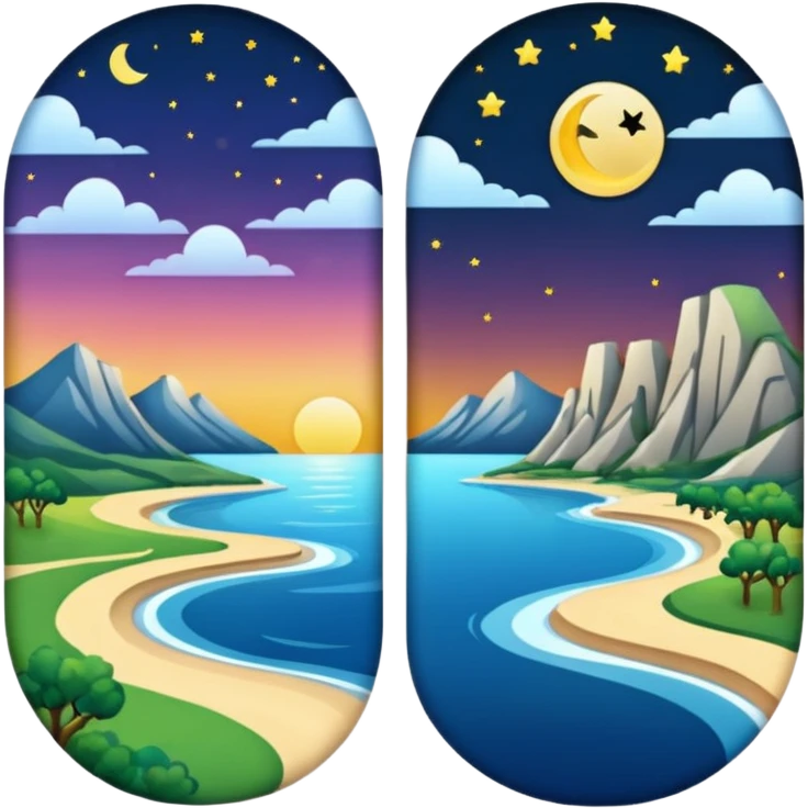 Day & Night in a single picture half night half day emoji