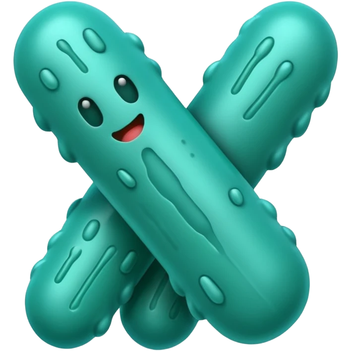 Multiple Lactobacillus bacteria emojis, thick rod shape, teal green, soft fibrous texture, clean ingredient icon style
 emoji