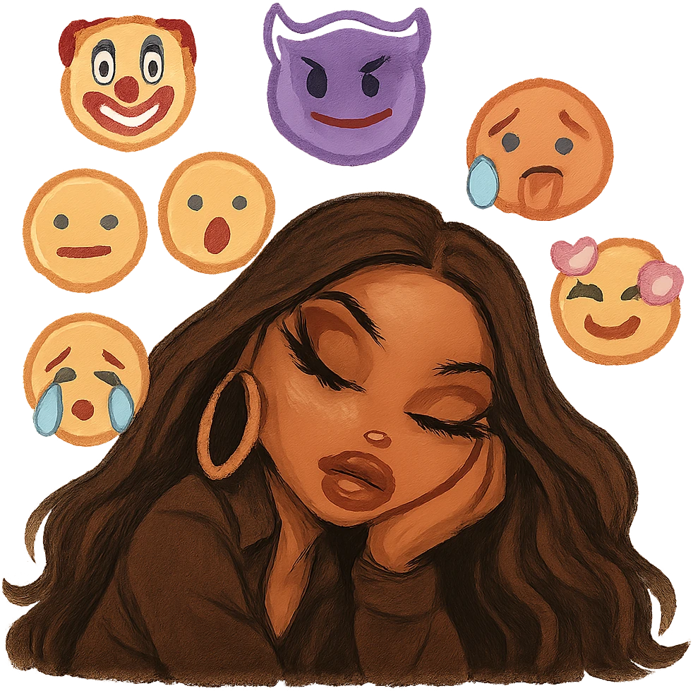 pretty brown hair bratz baddie sleeping emoji