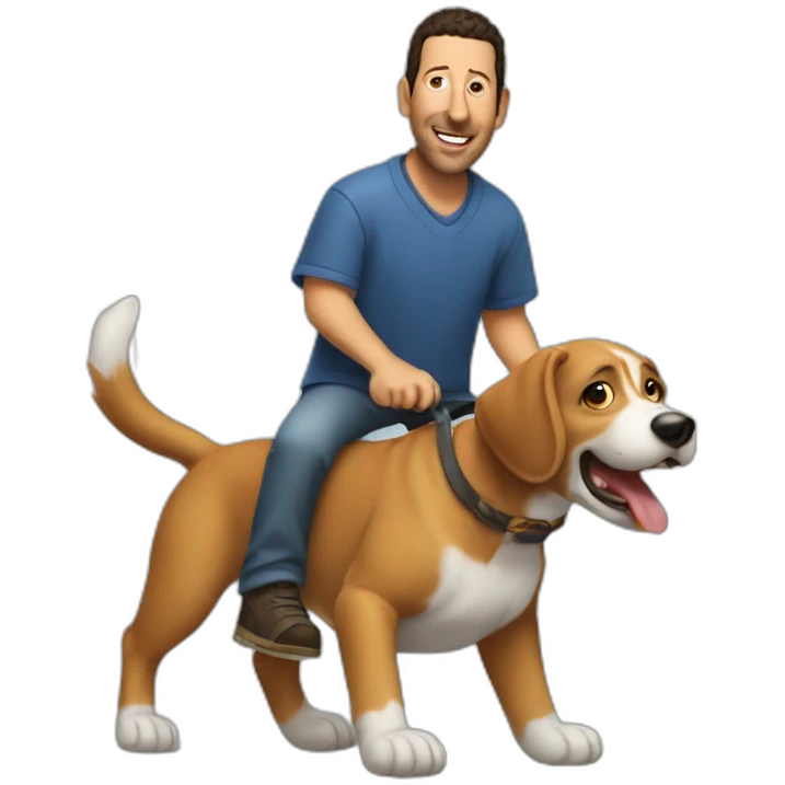 Adam Sandler riding a dog emoji