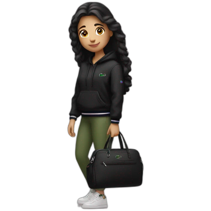 Lacoste bag latina girl with black lacoste hoodie emoji