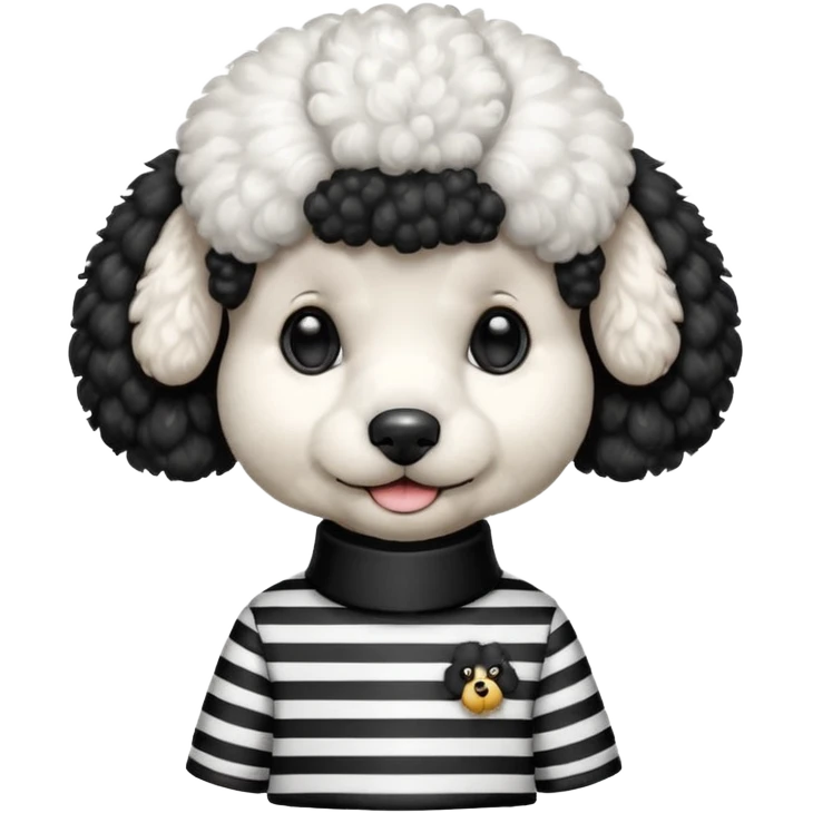 Poodle wearing black and white stripe shirt  emoji