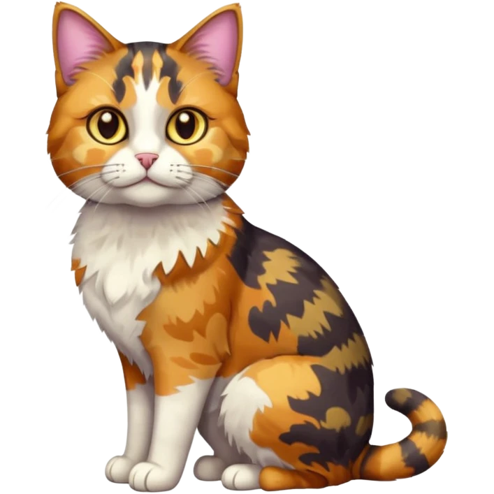 full body colourful light patched calico tabby cat with hazel eyes emoji