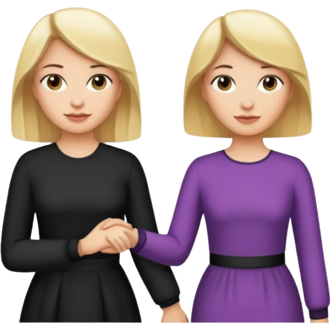 blonde woman holding hands with a dark-haired woman emoji