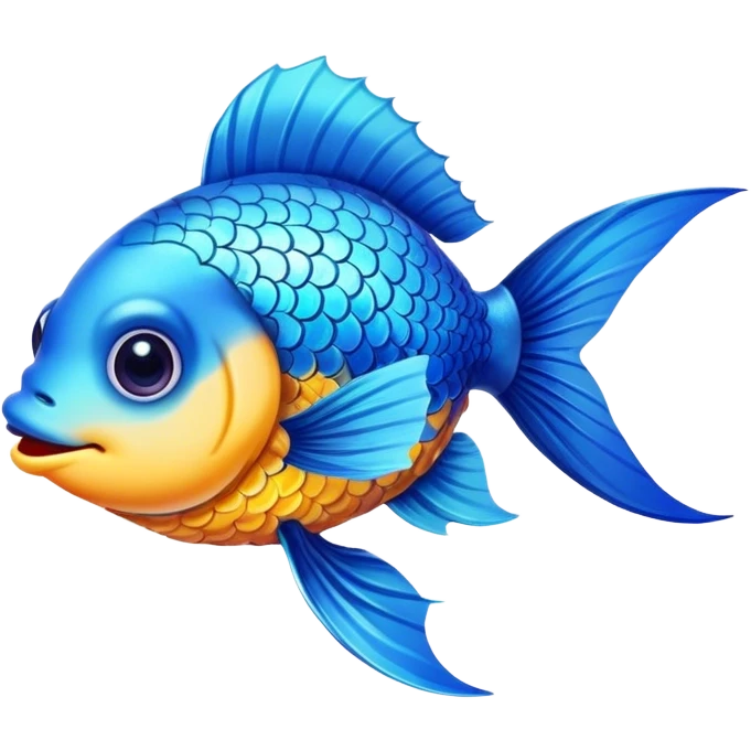 blue happy fish directly from side looking east emoji