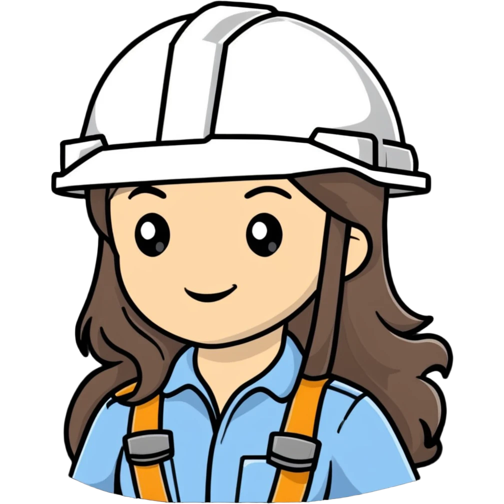 Female engineer with white safety helmet and long hair emoji
