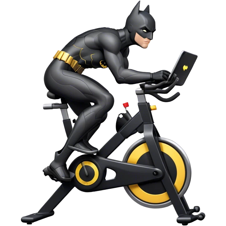 black Batman suit on a spinning bike emoji