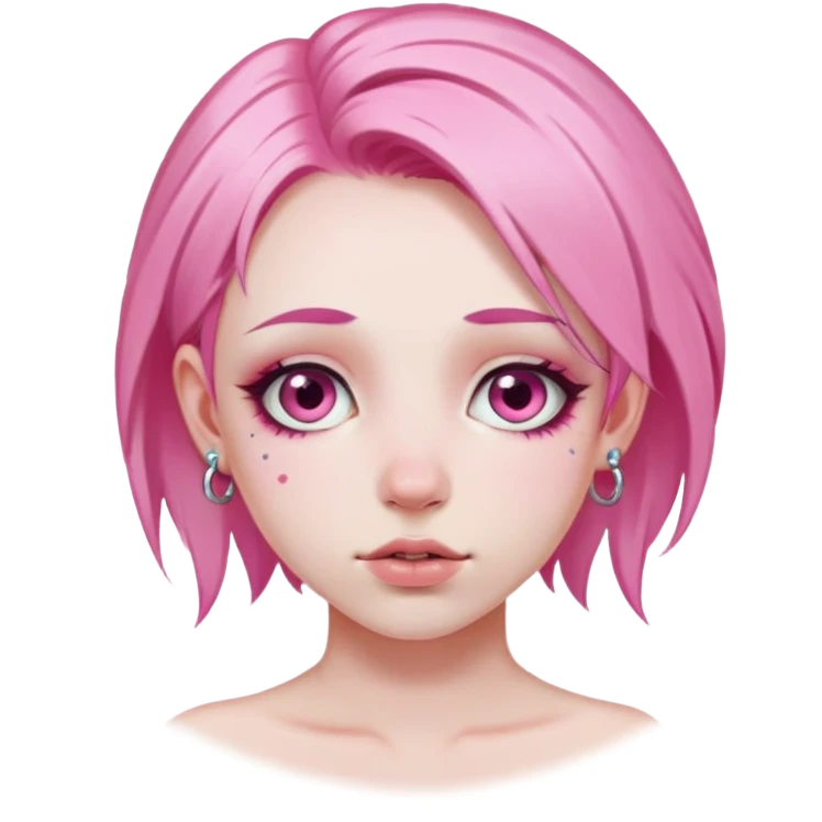 pale girl with pink hair and face piercings emoji