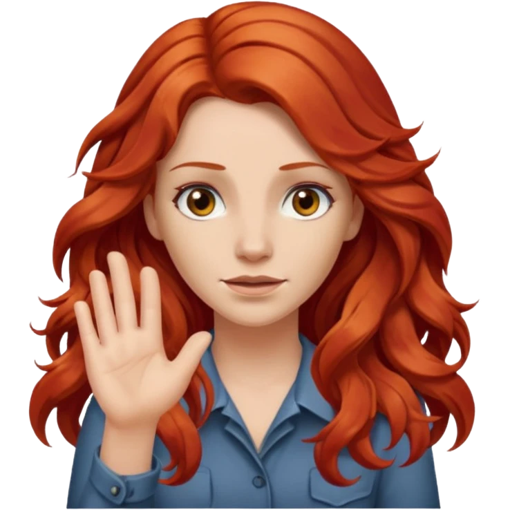 Intense fear of public speaking, white woman, long curly red hair, make hair more wavy and less puffy emoji