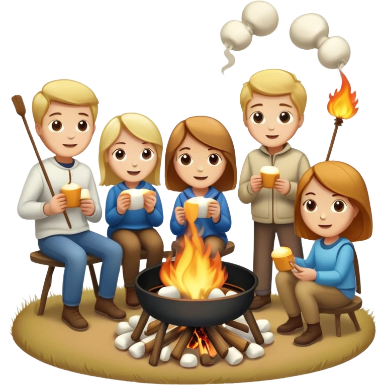 white people roasting smores emoji
