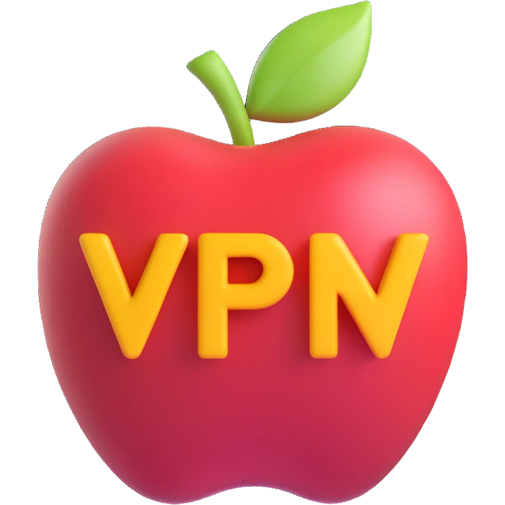 Add the word 'VPN' in a modern, bold, sans-serif font on the icon, keeping the Apple 3D emoji style. Ensure the connection from Germany to the USA remains clear and visible. emoji