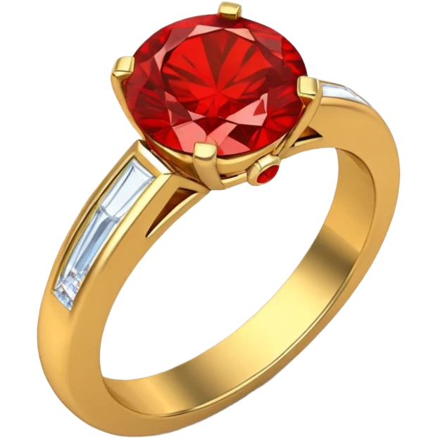 anillo de compromiso dorado con la gema roja emoji