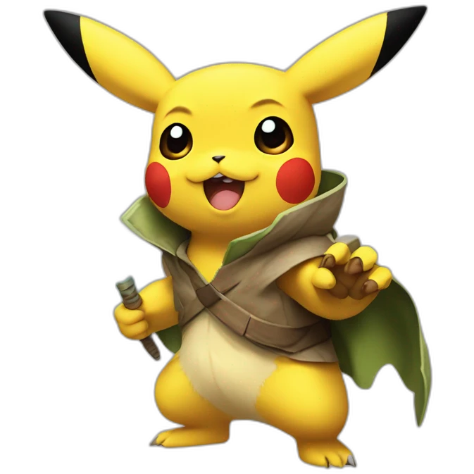 pikachu with the face of yoda and wolverine claws emoji