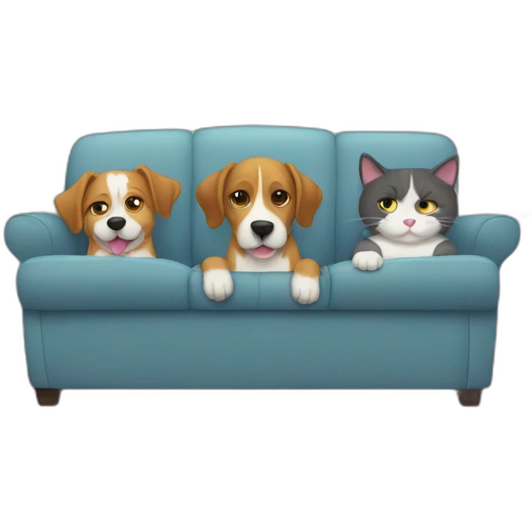 2 dogs and 1 cat watching TV emoji