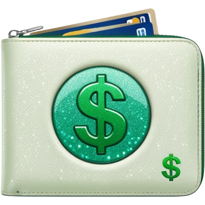 glitter white wallet green symbol $ emoji
