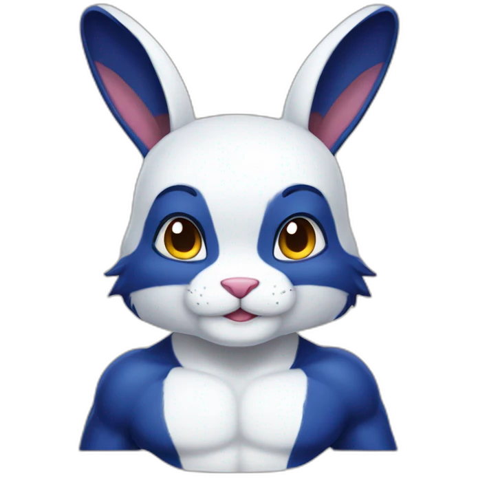 Muscular Anthro white rabbit with dark blue hair emoji