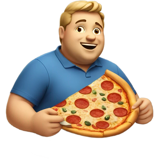 Fat man eating pizza emoji