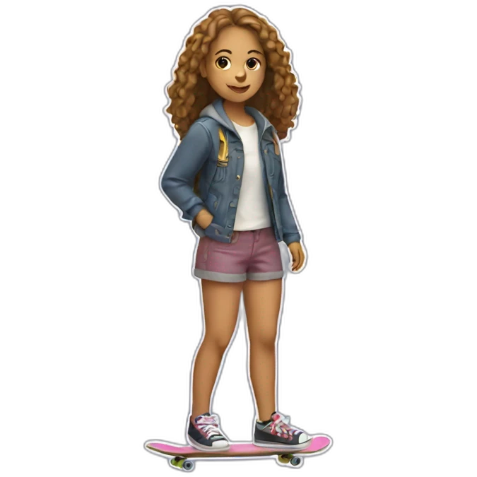 Make a sticker of the 30 birthday of a woman Who looks like a girl of 16 with a skateboard in his hand emoji