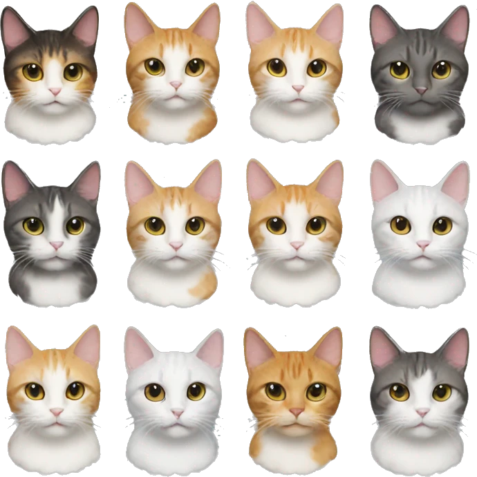 cat, multiple cats, multicolor emoji