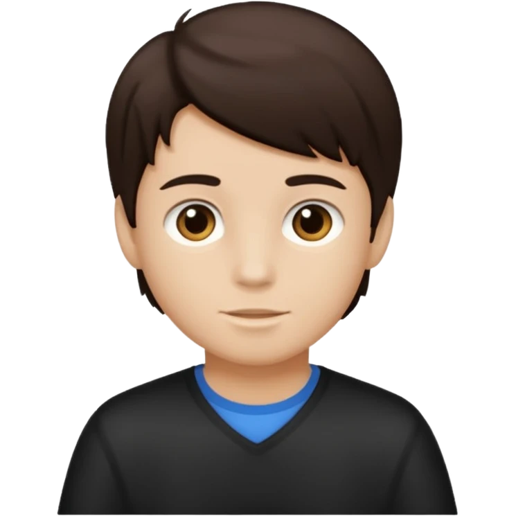 Dark brown hair, light skined and is a boy emoji