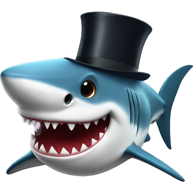 Shark with a top hat emoji