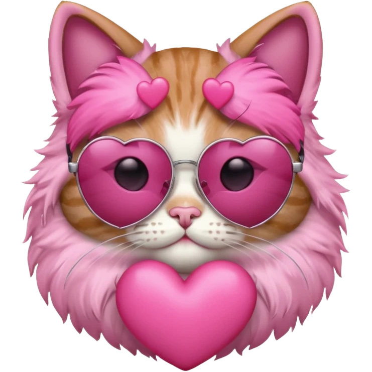Cat with sunglasses holding a pink heart  emoji