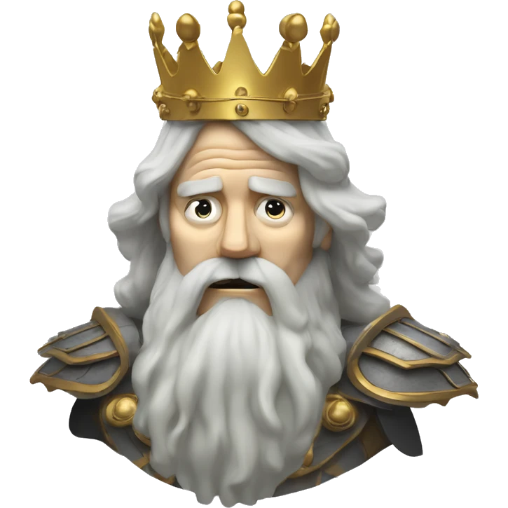 Vintage King hamlet old man big beard gold crown wearing armour fading ghost hands out trapped melting into wisps emoji