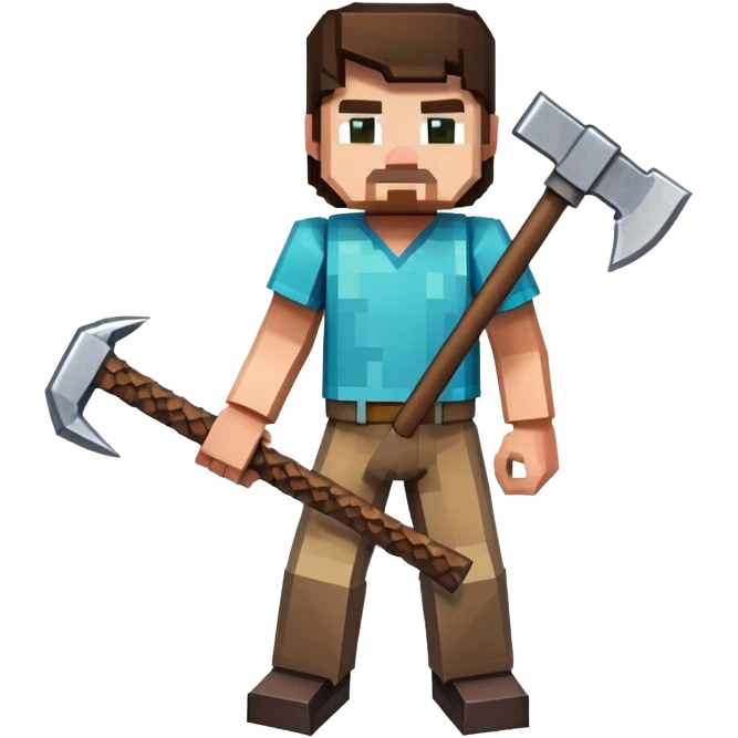 Minecraft character with a pickaxe emoji