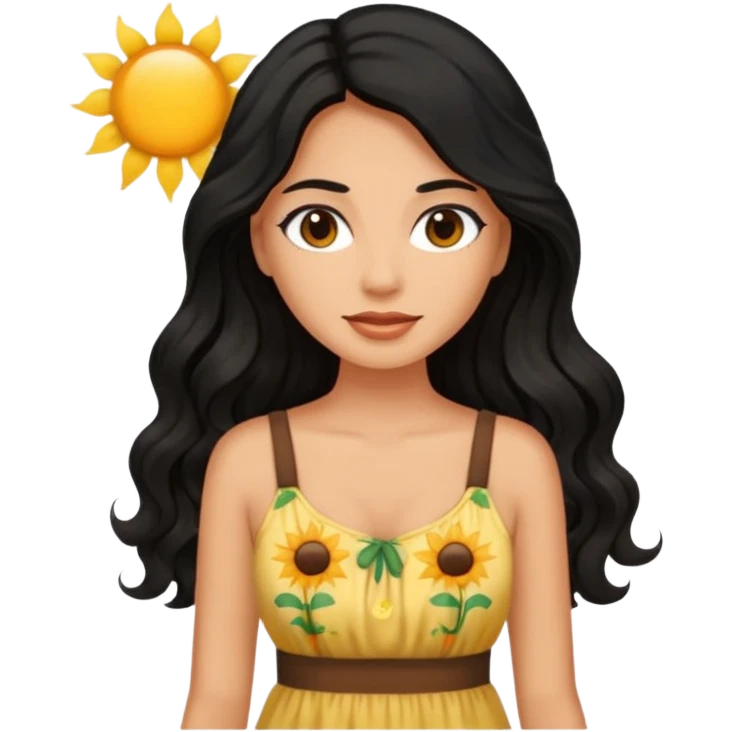 Mujer morena pelo ondulado negro largo emoji